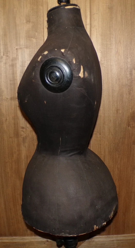 ancien buste  mannequin taille de guêpe Napoléon 3 sur pied réglable - Photo 3/4