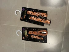 Dog Collar and Leash Set Adjustable Medium Orange Halloween Bone Print Pattern