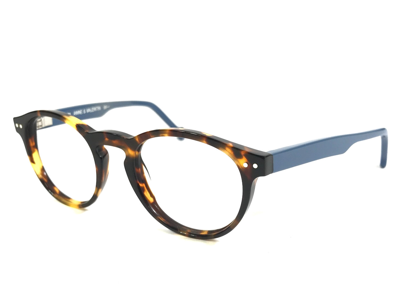 Anne - Valentin Petite Eyeglasses Frames MONA 9B18 Brown Tortoise Blue 40-18-135