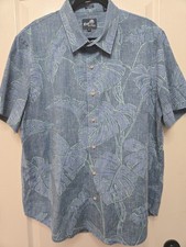 Reyn Spooner Hawaiian Shirt Mens XL Blue Floral Reverse Print Kainapu Aloha 2023
