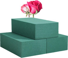 Pack of 3 Floral Foam Blocks Each 6"L X 3.38"W X 1.85"H Green Wet  Dry Flower