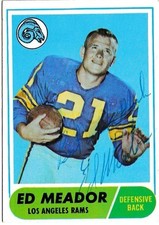 ED MEADOR SIGNED 1968 TOPPS CARD~POSSIBLE 2026 PRO FOOTBALL HALL OF FAME AUTO
