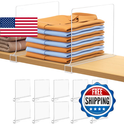 Aolloa 10 PCS Clear Acrylic Shelf Dividers for Closet Organization