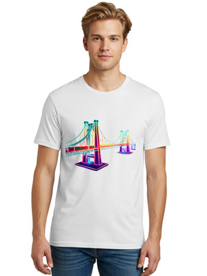 Suspension-Bridge-6 Mens Graphic Tee, 100% Cotton, Casual Summer Wear