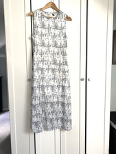 NWT RD Style Midi Dress Shift size Large White Gray Lined Sleeveless High Neck