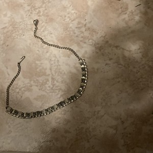 Vintage Choker Textured Snail Link Gold Tone Rhinestone Necklace
