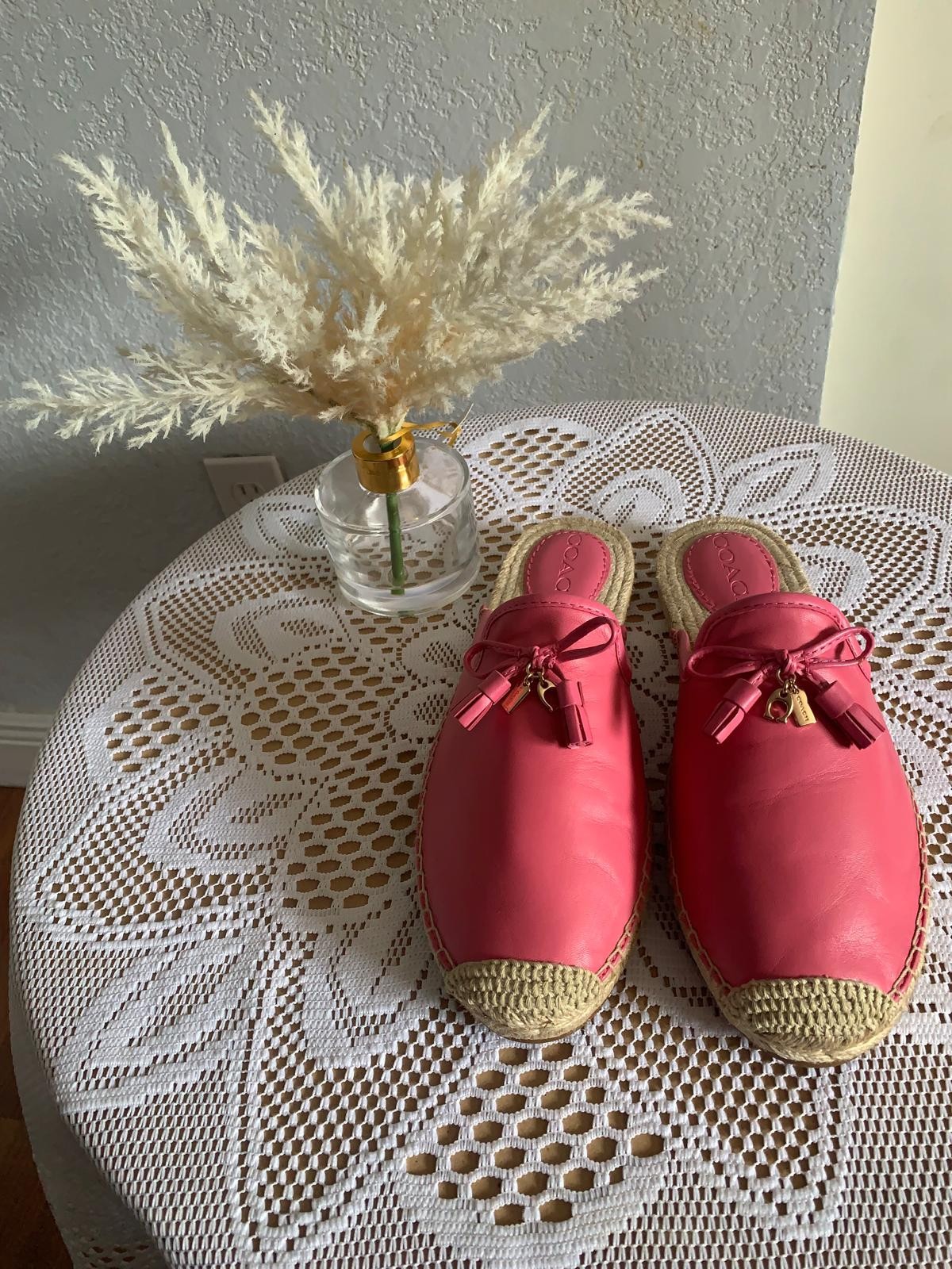 PANTOFOLA D’ORO Espadrillas Coach Cassidy rosa nuove con scatola taglia 8B scivoli nappa piatta mulo