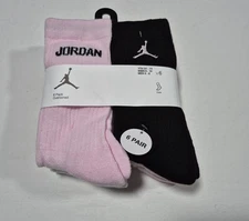 Nike Jordans Girls Socks Crew  Jumpman Basketball Cushioned SZ 5Y-7Y