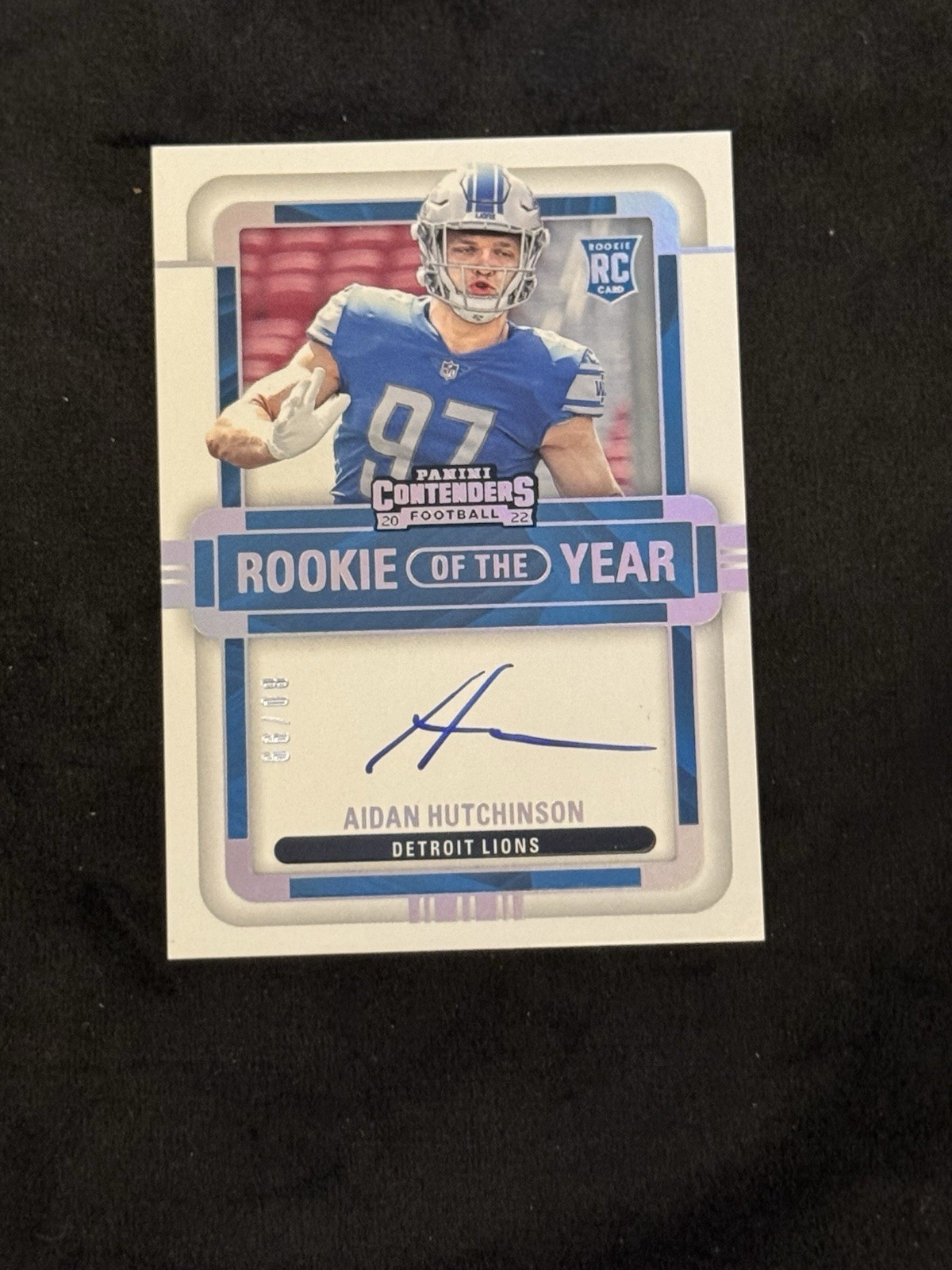 Aidan Hutchinson 2022 Contenders Football Rookie Of The Year Auto /99 On Card