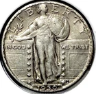 1930 Silve Standing Liberty Quarter 25c Almost Uncirculated AU – Full Head FH