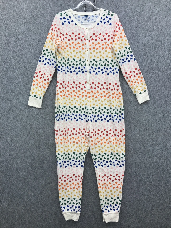 Traje de unión tejido térmico Rainbow Burst Hearts azul marino antiguo para mujer XL acogedor salón Foto 2 de 4