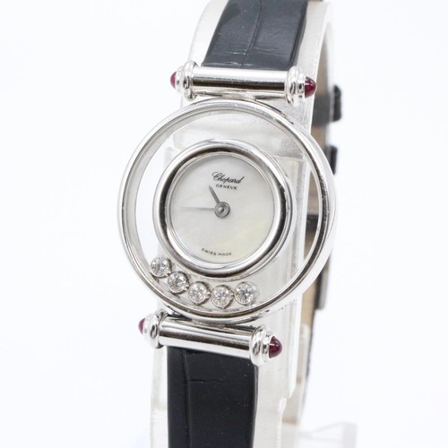 Chopard Watch Happy Diamonds 4112 750 K18WG Diamond Ruby White shell Dial w/Box - Picture 2 of 10