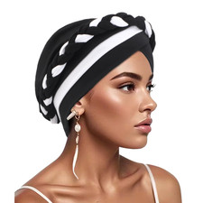 Arab Women Muslim Braid Hijab Hat Turban Head Cover Cap Bonnet Pleated Islamic