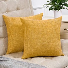Set of 2 Pillow Covers 18x18 Inch Rustic 18" x 18" Pack of 2 Mustard Yellow