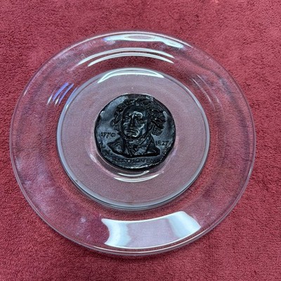 Limited Edition 1970 Daum Pate De Verre Beethoven France Art Glass Plate 43/2000