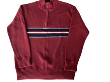 EDDIE BAUER 1/4 ZIP 100 COTTON PULLOVER SWEATER, RED, XL, PRE-OWN  FREE SHIP 