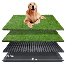 Dog Grass Pad with Tray(40×27.5 inch), Large XL Reusable 3-Layer Pee Potty