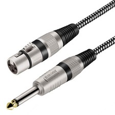 XLR Female to 1/4 Inch TS Cable 3 FT, Nylong Braided XLR 3 Pin Female to 6.35...
