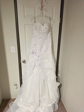 White Strapless Sleeveless Mermaid Wedding Dress Beaded Corset Back Train