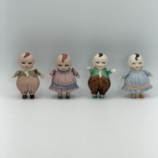 Antique bisque porcelain Happifat German Boys Girls dolls figures 3.5" Set of 4
