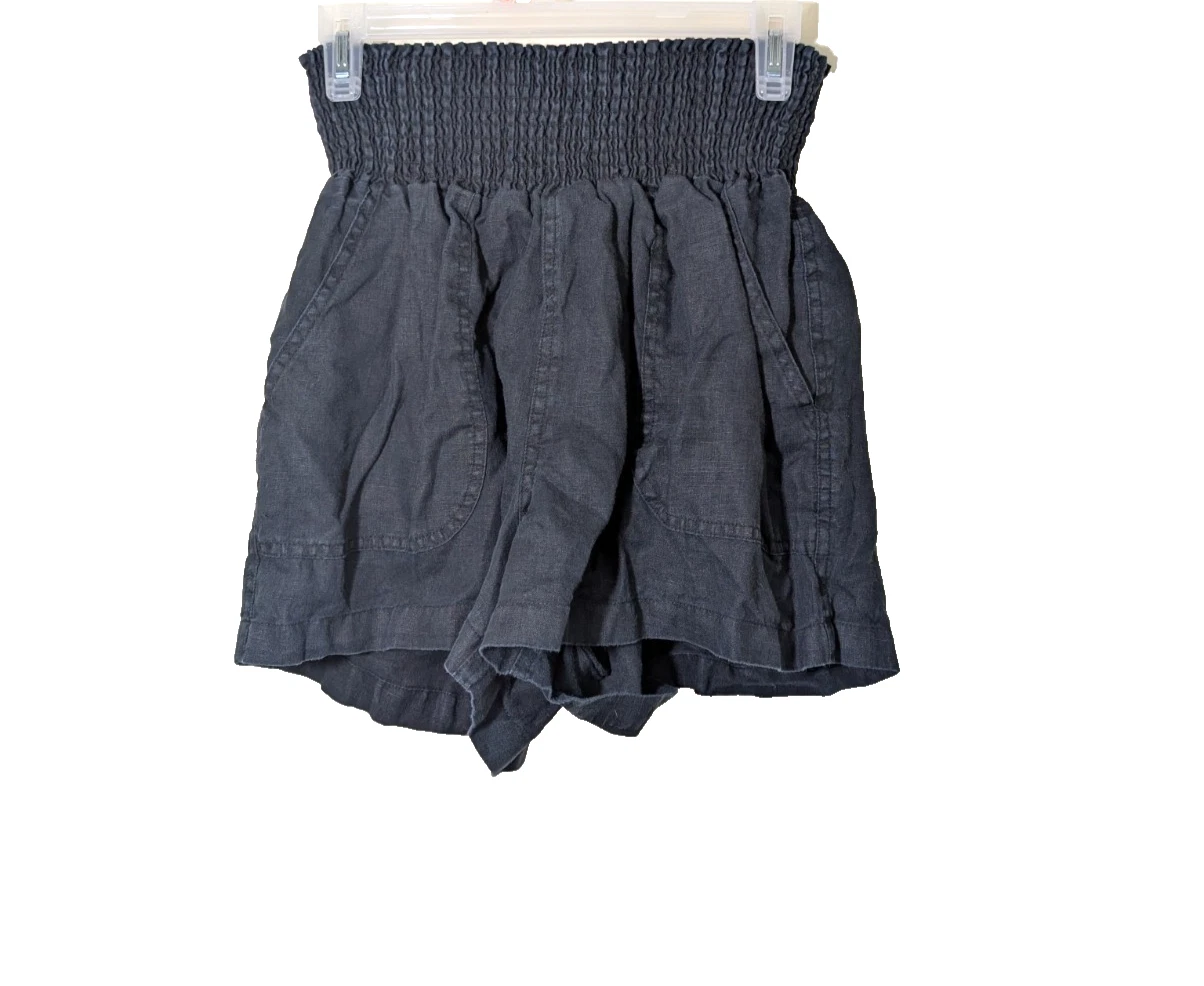 Quince Maternity Short European Linen High Rise Pull On Elastic Waist Medium