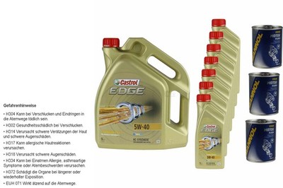 12L Motoröl Castrol EDGE 5W-40 3x MANNOL Motor Flush ADDITIV