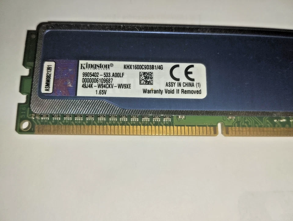 Barrette Mémoire Kingston HyperX 4Go DDR3 1600Mhz CL9 KHX1600C9D3B1/4G - Photo 2/2