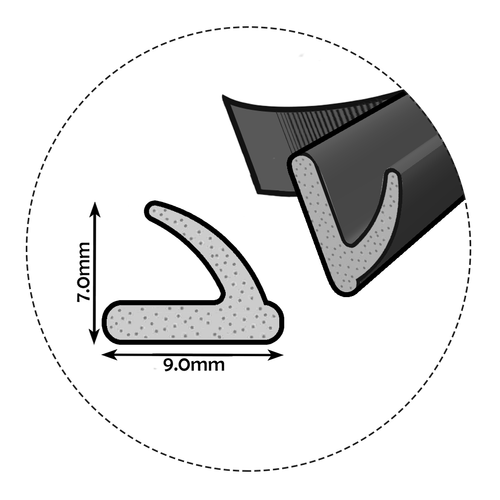 Selbstklebende EPDM Türdichtung- und Fensterdichtung – Gummi Profil D E P V I - Bild 16 von 38