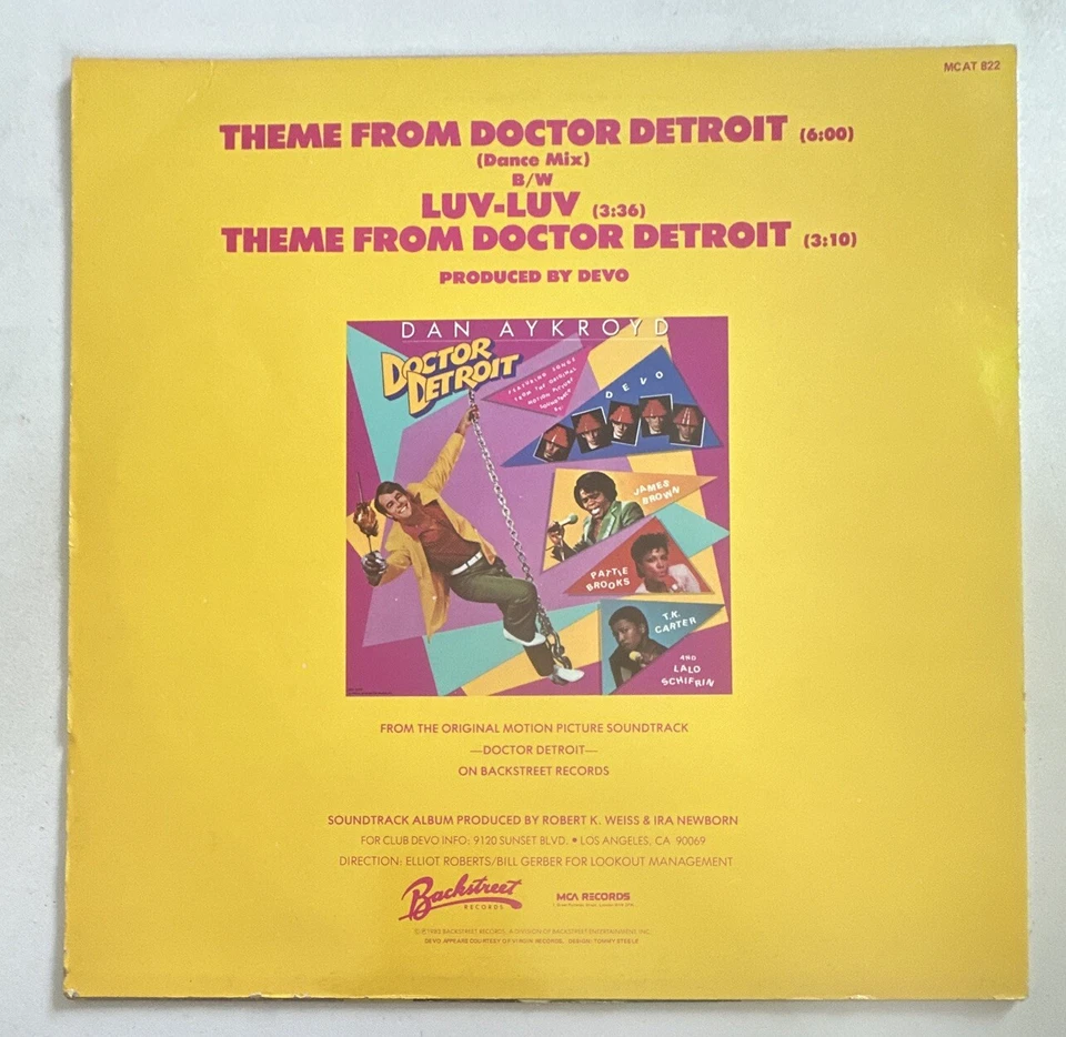Devo ~ Theme From Doctor Detroit 12” Vinyl Record Synth Pop EX / VG+ Condition - Image 3 of 4