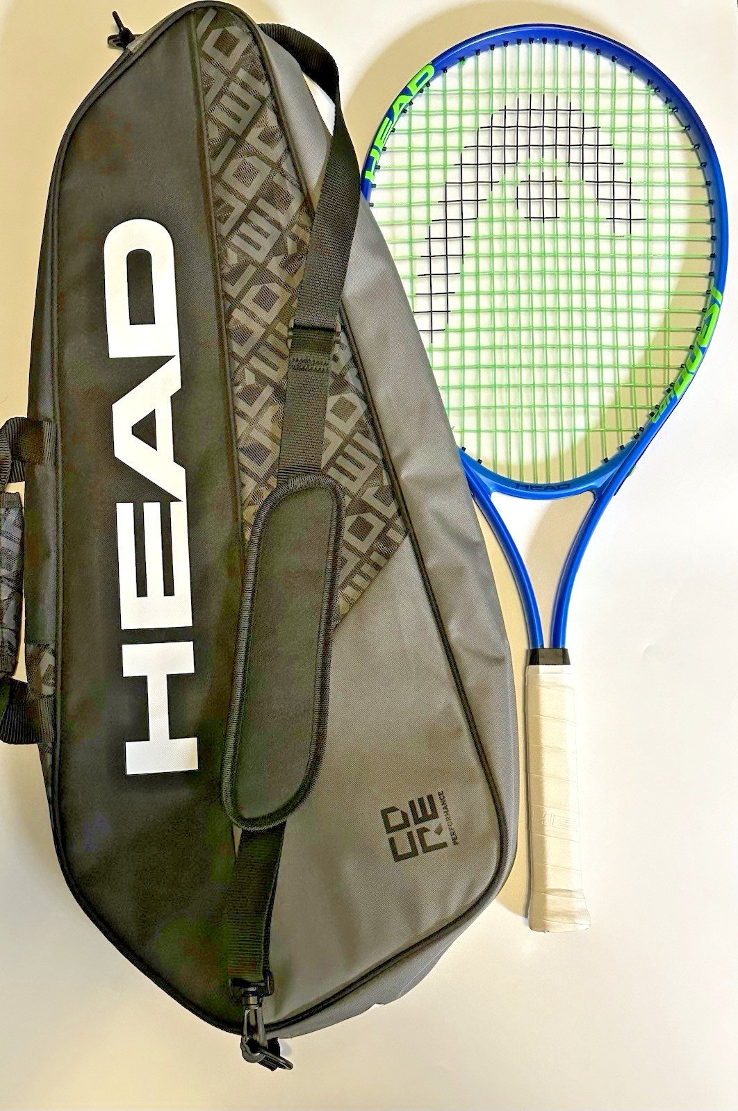 HEAD Ti Conquest Tennis Racket - Pre-Strung Light Balance - 4 3/8-3 Blue w/ bag