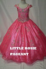 NEW Little Rosie Girls Glitz Long Pageant Dress LR2029 Flamingo 12 600