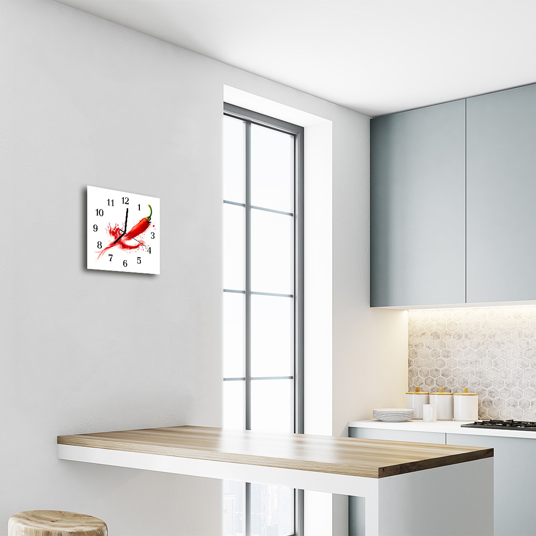Tulup Glas-Wanduhr 30x30 Cm - Gehärtetes Sicherheitsglas, Schwarze Zeiger, Braunes Wellenmuster