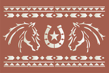 Stencils Joanie Horse Head Western Southwest Horseshoe Tribal Border DIY Signs