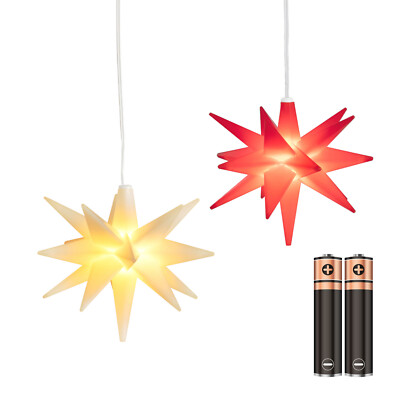 2er Set Weihnachtsstern LED Stern Fenster 3D Leuchtstern Advent Deko beleuchtet