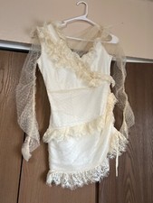 Lace Trim Sheer Back and Sheer Sleeve Body-Con Contour Mini Dress Women's Size M