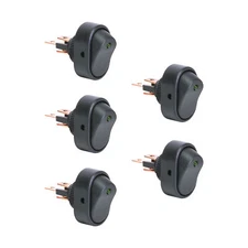 5pc 12V DC 30A SPST Power Green ON/OFF Rocker Toggle Switch for Automotive Boat