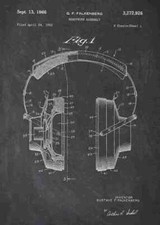 headphones patent print A4 Vintage