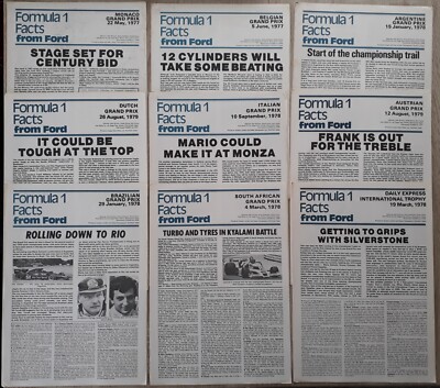 Formel 1 Fakten aus Ford Prospekten / Prospekten 1977 1978 1979 - Lot x 8