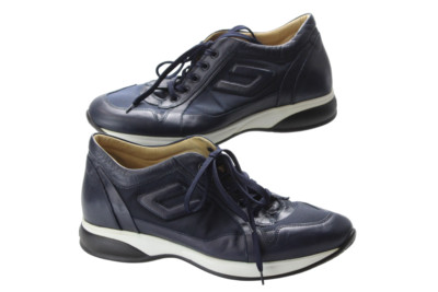 CESARE PACIOTTI 4US Sneakers Women's UK 7 Leather Laces Textile Blue Almond Toe