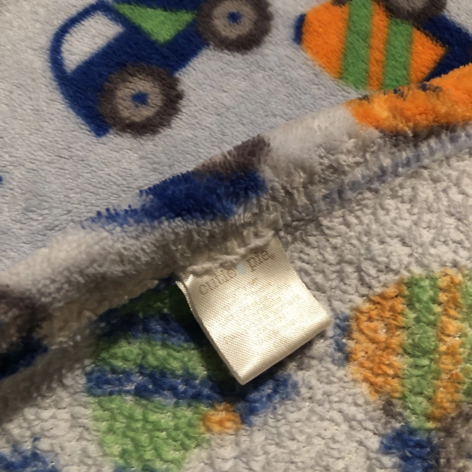 Cutie Pie 蓝色建筑车辆婴儿毯自卸车水泥搅拌机推土机 — 第 3/3 张图片