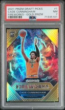 2021 PANINI PRIZM DRAFT PICKS FIREWORKS GOLD PRIZM CADE CUNNINGHAM RC /10 PSA 7