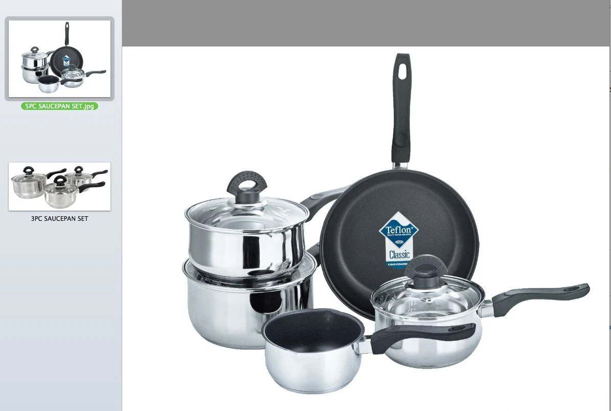 BUCKINGHAM INNDUCTION STAINLESS STEEL COOKWARE SAUCEPAN POT SET NON STICK XYLAN