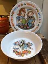 Vintage Raggedy Ann Andy Bobbs-Merrill 1969 Oneida Ware Melamine Dish and Bowl