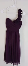 Vtg 90s City Triangles Asymmetrical Dress Dark Purple Junior's Size Small 