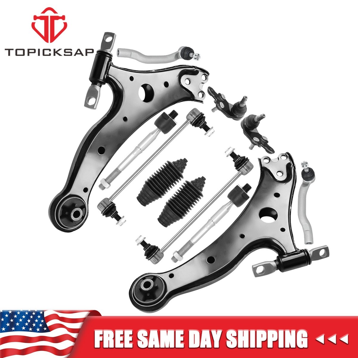 Front Lower Control Arm Kit With Sway Bar Link & Tie Rod End - For 2012-2018 Toyota Camry & Avalon 7 thumbnail image