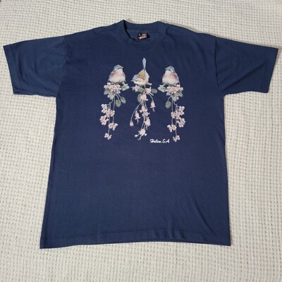 Vintage Fruit of The Loom Best T Shirt Single Stitch Unisex Adult Large Birds