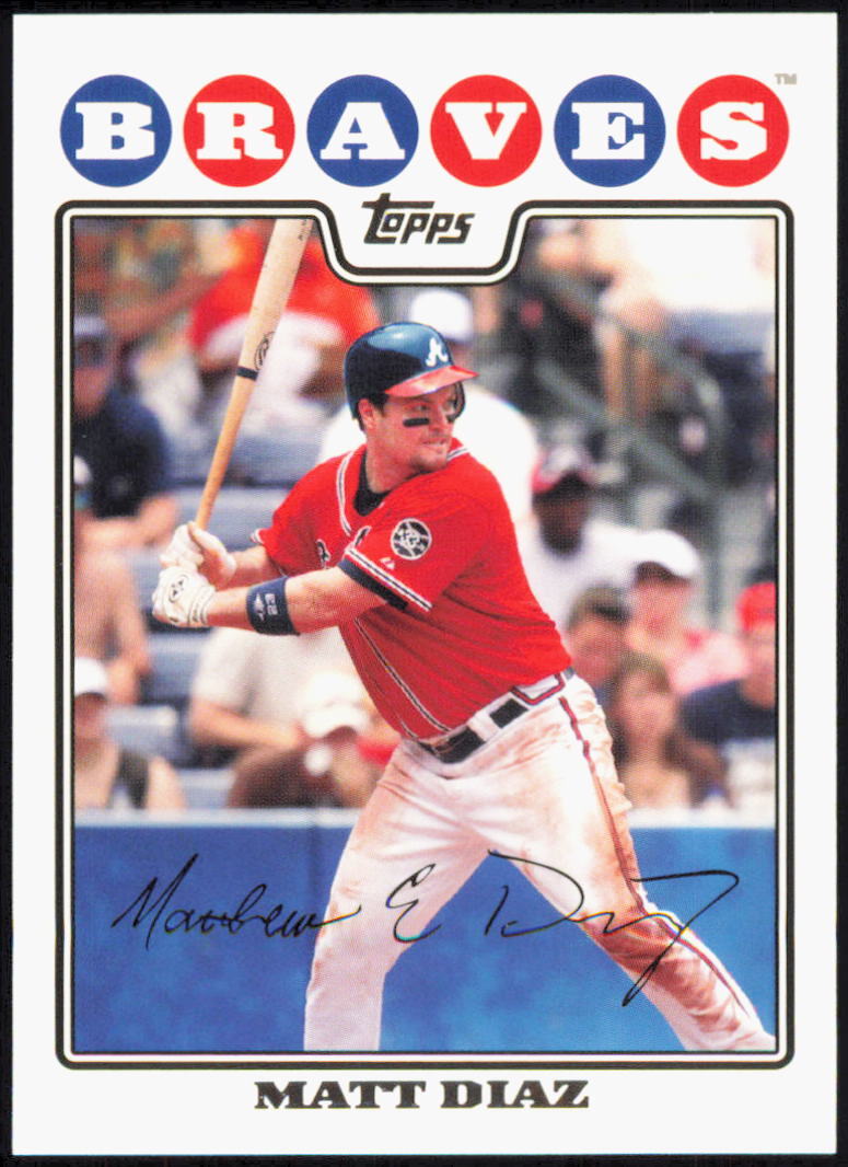 2008 Topps #338 Matt Diaz Atlanta Braves FACSIMILE AUTO Baseball Card
