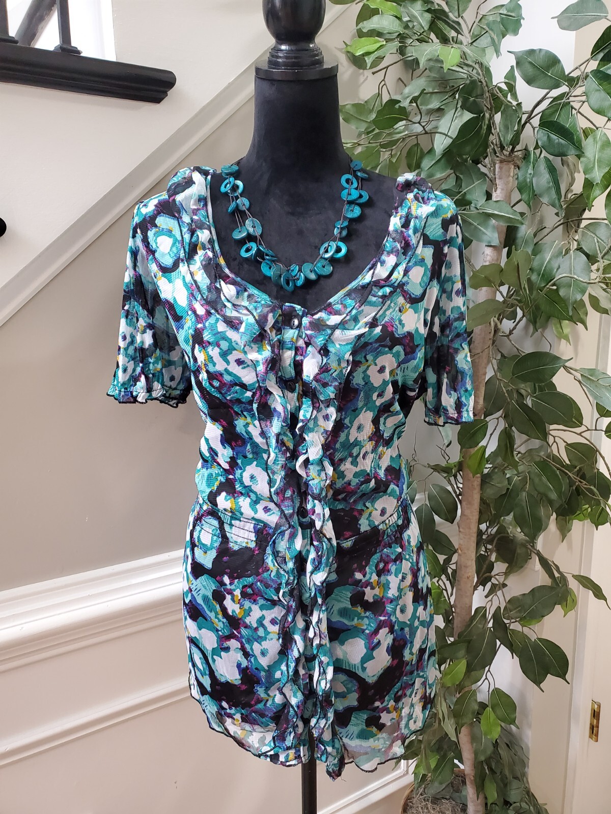 Notations Womens Multicolor 100% Polyester Scoop … - image 15