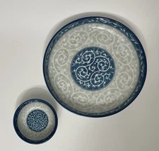 Japanese Nami Karakusa 8.5” Wide Rice Soup Noodle Bowl & 3.75” Wide Sauce Bowl