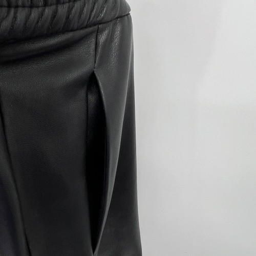 Zara Joggers Womens Size Small Black Faux Leather Pants Pull On High Waisted - Picture 9 of 9